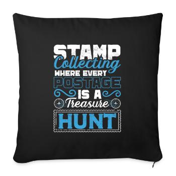 Philately Philatelist Stamp Collecting - Sofa pillowcase 17,3'' x 17,3'' (45 x 45 cm) - black - Front