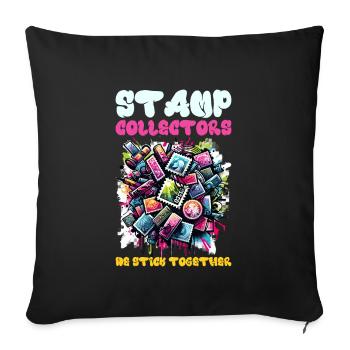 Philately Philatelist Stamp Collecting - Sofa pillowcase 17,3'' x 17,3'' (45 x 45 cm) - black - Front