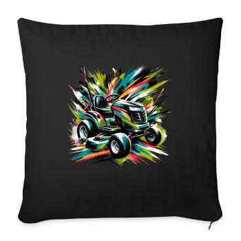 Tondeuse à gazon Tondeuse à gazon de course Tondeuse à gazon de course - Housse de coussin décorative 45 x 45 cm - noir - Devant