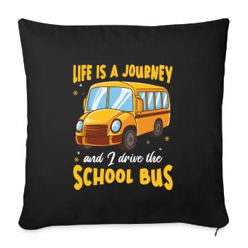 Anniversaire d'appréciation drôle de chauffeur d'autobus scolaire - Housse de coussin décorative 45 x 45 cm - noir - Devant
