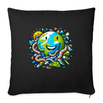 Lombriciculture Jardinage de vers de terre Vermiculture - Housse de coussin décorative 45 x 45 cm - noir - Devant