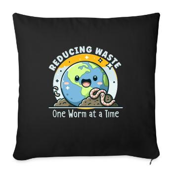 Lombriciculture Jardinage de vers de terre Vermiculture - Housse de coussin décorative 45 x 45 cm - noir - Devant