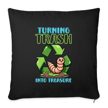 Lombriciculture Jardinage de vers de terre Vermiculture - Housse de coussin décorative 45 x 45 cm - noir - Devant