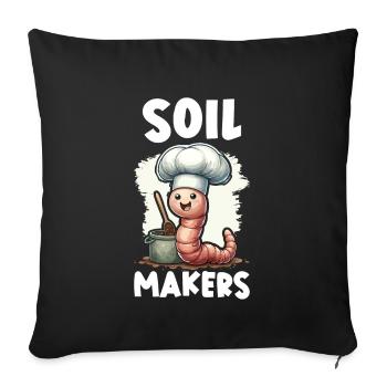 Élevage de vers, jardinier de vers de terre, lombriculture - Housse de coussin décorative 45 x 45 cm - noir - Devant