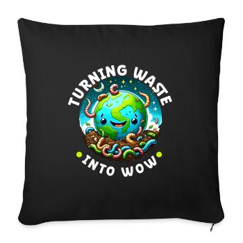 Élevage de vers, jardinier de vers de terre, lombriculture - Housse de coussin décorative 45 x 45 cm - noir - Devant