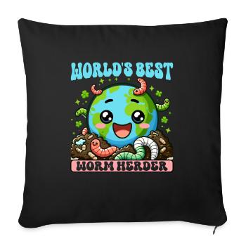Lombriciculture Jardinage de vers de terre Vermiculture - Housse de coussin décorative 45 x 45 cm - noir - Devant