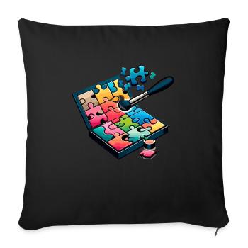 Puzzle Lover Jigzaw Puzzle Jeu de société Puzzler - Housse de coussin décorative 45 x 45 cm - noir - Devant
