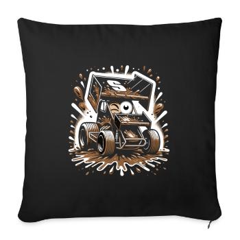 Sprint Car Mom Dirt Track Racing Jour de course - Housse de coussin décorative 45 x 45 cm - noir - Devant