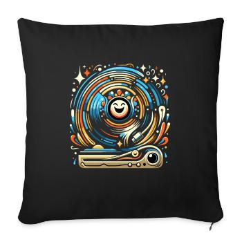 Vinyl Records Lp Collectors Record Lovers - Sofa pillowcase 17,3'' x 17,3'' (45 x 45 cm) - black - Front