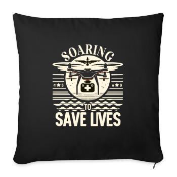 Drone pilote grand-père idée cadeau vieil homme avec - Housse de coussin décorative 45 x 45 cm - noir - Devant