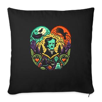 Edgar Allan Poe Fan, Classic Literature, - Sofa pillowcase 17,3'' x 17,3'' (45 x 45 cm) - black - Front