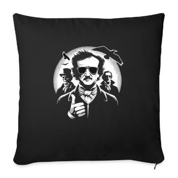 Fan d’Edgar Allan Poe, Littérature classique, - Housse de coussin décorative 45 x 45 cm - noir - Devant