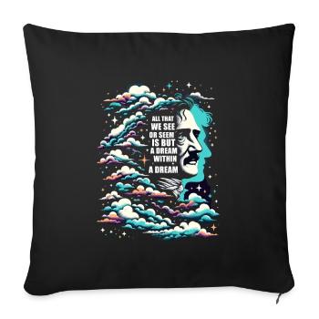 Fan d’Edgar Allan Poe, Littérature classique, - Housse de coussin décorative 45 x 45 cm - noir - Devant