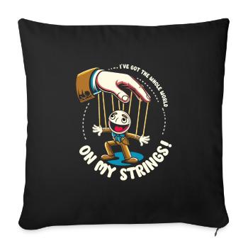 Puppet Mastery Shadow Play ventriloquist gift - Sofa pillowcase 17,3'' x 17,3'' (45 x 45 cm) - black - Front