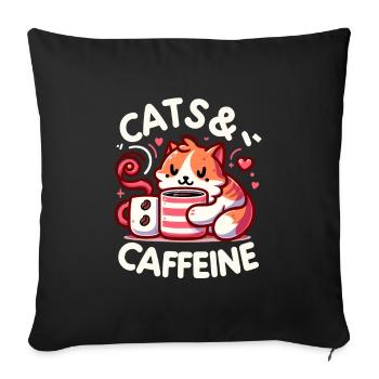 Coffee Break Cat Lover, Coffee Lover Cute Cat - Sofa pillowcase 17,3'' x 17,3'' (45 x 45 cm) - black - Front