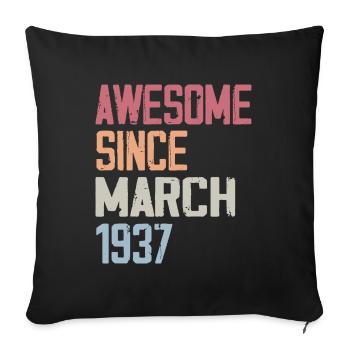 1937 Mars Naissance Anniversaire Mars 1937 Cadeau - Housse de coussin décorative 45 x 45 cm - noir - Devant