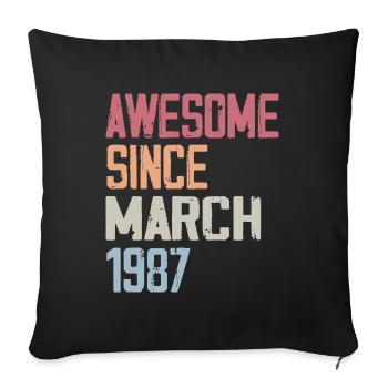 1987 Mars Naissance Anniversaire Mars 1987 Cadeau - Housse de coussin décorative 45 x 45 cm - noir - Devant