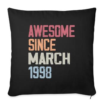 1998 Mars Naissance Anniversaire Mars 1998 Cadeau - Housse de coussin décorative 45 x 45 cm - noir - Devant
