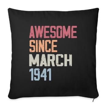 1941 Mars Naissance Anniversaire Mars 1941 Cadeau - Housse de coussin décorative 45 x 45 cm - noir - Devant