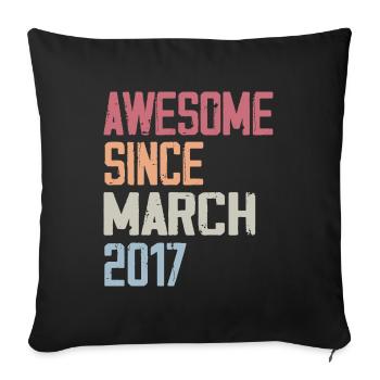 2017 March Birth Birthday March 2017 Gift - Sofa pillowcase 17,3'' x 17,3'' (45 x 45 cm) - black - Front