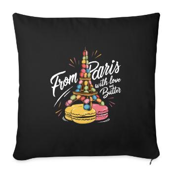 Macaron-liebhaber Französische Macarons - Sofakissenbezug 45 x 45 cm - Schwarz - Vorne