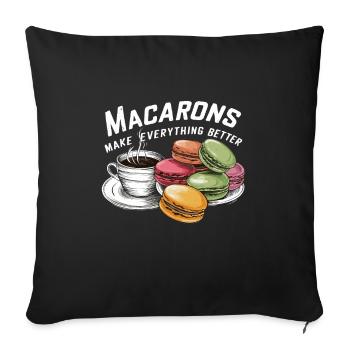 Macaron-liebhaber Französische Macarons - Sofakissenbezug 45 x 45 cm - Schwarz - Vorne