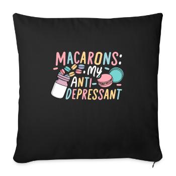 Amateurs de macarons Macarons français - Housse de coussin décorative 45 x 45 cm - noir - Devant