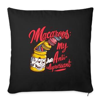 Amateurs de macarons Macarons français - Housse de coussin décorative 45 x 45 cm - noir - Devant
