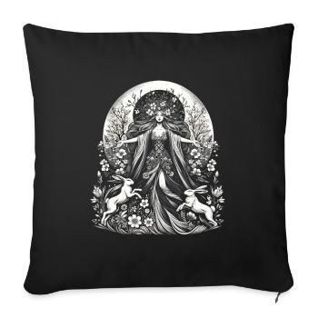 Ostara Eostre équinoxe sorcière déesse païenne rituels - Housse de coussin décorative 45 x 45 cm - noir - Devant