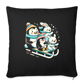 Luge Neige Luge Sport d’hiver Winter Outdood - Housse de coussin décorative 45 x 45 cm - noir - Devant