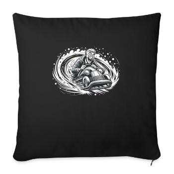 Luge Neige Luge Sport d’hiver Winter Outdood - Housse de coussin décorative 45 x 45 cm - noir - Devant