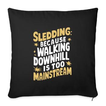 Sledding Snow Sled Winter Sport Winter Outdood - Sofakissenbezug 45 x 45 cm - Schwarz - Vorne