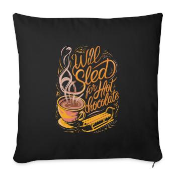 Luge Neige Luge Sport d’hiver Winter Outdood - Housse de coussin décorative 45 x 45 cm - noir - Devant