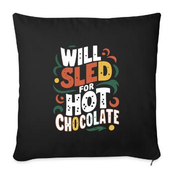 Luge Neige Luge Sport d’hiver Winter Outdood - Housse de coussin décorative 45 x 45 cm - noir - Devant