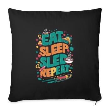 Luge Neige Luge Sport d’hiver Winter Outdood - Housse de coussin décorative 45 x 45 cm - noir - Devant