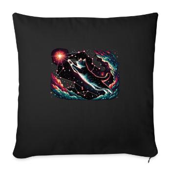 Katze Astronaut Astronomie Äußeres Sonnensystem - Sofakissenbezug 45 x 45 cm - Schwarz - Vorne