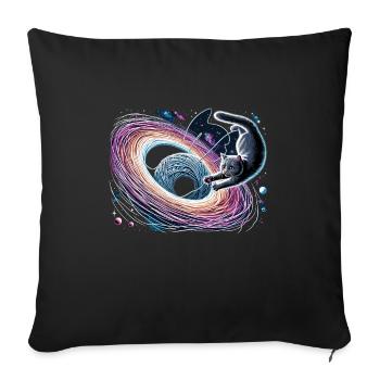 Katze Astronaut Astronomie Äußeres Sonnensystem - Sofakissenbezug 45 x 45 cm - Schwarz - Vorne