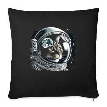 Cat, Astronaut, Astronomy, Outer Solar System - Sofa pillowcase 17,3'' x 17,3'' (45 x 45 cm) - black - Front