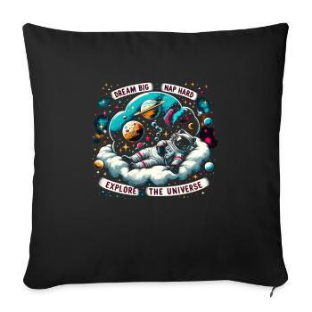Katze Astronaut Astronomie Äußeres Sonnensystem - Sofakissenbezug 45 x 45 cm - Schwarz - Vorne