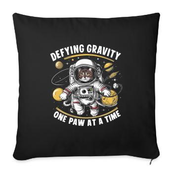 Katze Astronaut Astronomie Äußeres Sonnensystem - Sofakissenbezug 45 x 45 cm - Schwarz - Vorne