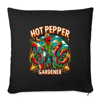 Amateurs de cuisine épicée, Chili Peppers Chef - Housse de coussin décorative 45 x 45 cm - noir - Devant