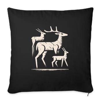 Pétroglyphe Art rupestre ancien Rock dessin indien - Housse de coussin décorative 45 x 45 cm - noir - Devant