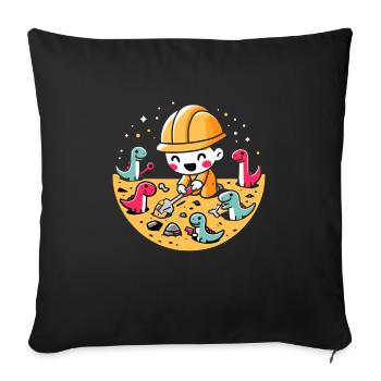 Paléontologue chasseur de fossiles chasseur de fossiles - Housse de coussin décorative 45 x 45 cm - noir - Devant