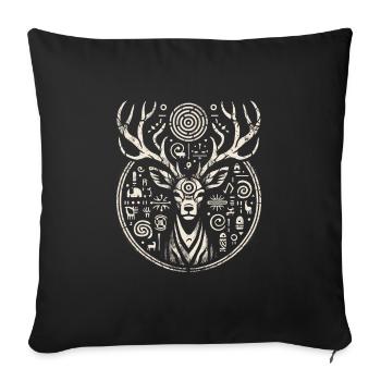 Pétroglyphe Art rupestre ancien Rock dessin indien - Housse de coussin décorative 45 x 45 cm - noir - Devant