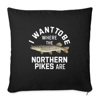 Northern Pike Fisherman Pike Fishing Rod Pike Fish - Sofa pillowcase 17,3'' x 17,3'' (45 x 45 cm) - black - Front