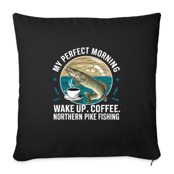 Northern Pike Fisherman Pike Fishing Rod Pike Fish - Sofa pillowcase 17,3'' x 17,3'' (45 x 45 cm) - black - Front