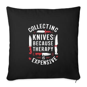 Knife Collector Knife Collection Hunting Fishing - Sofa pillowcase 17,3'' x 17,3'' (45 x 45 cm) - black - Front