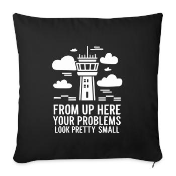Air Traffic Controller Aircraft Flight Service - Sofa pillowcase 17,3'' x 17,3'' (45 x 45 cm) - black - Front