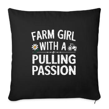 Tracteur tirant un tracteur Tracteur tirant un tracteur Power Farm - Housse de coussin décorative 45 x 45 cm - noir - Devant