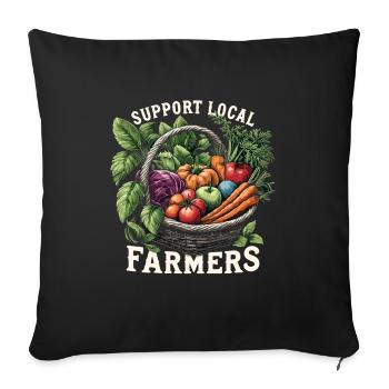 Marché fermier Agriculture Alimentation - Housse de coussin décorative 45 x 45 cm - noir - Devant
